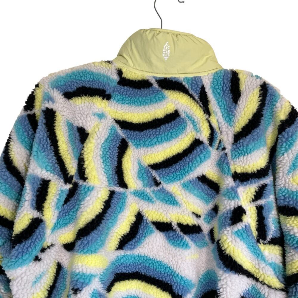 Free People Movement Sz M Rocky Ridge Jacket Sherpa Fleece Blue Rainbow Combo - Picture 9 of 16